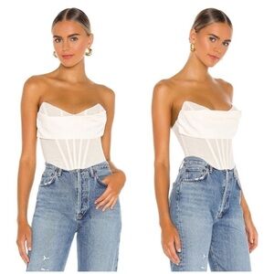 NBD White Strapless Blouse